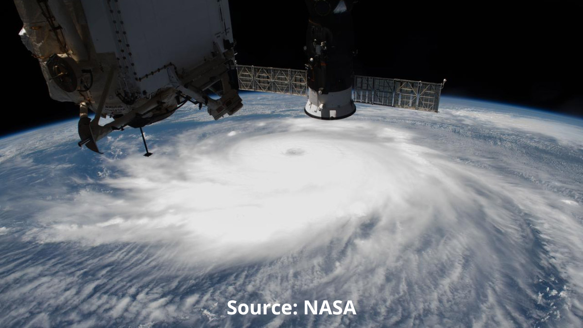 Hurricane Laura off the coast of the Texas-Louisiana border as the International Space Station orbited above the Gulf of Mexico.